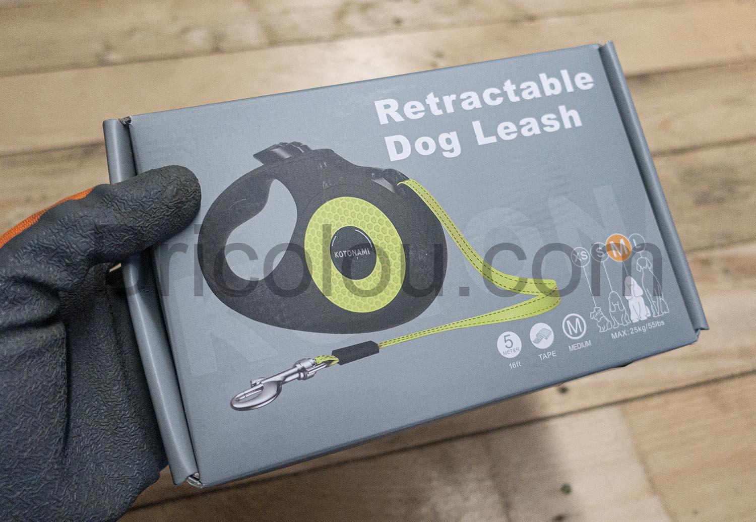 Laisse retractable 5m Enrouleur reflechissant nylon fluo chien Laisse rétractable 5m Enrouleur réfléchissant nylon fluo chien