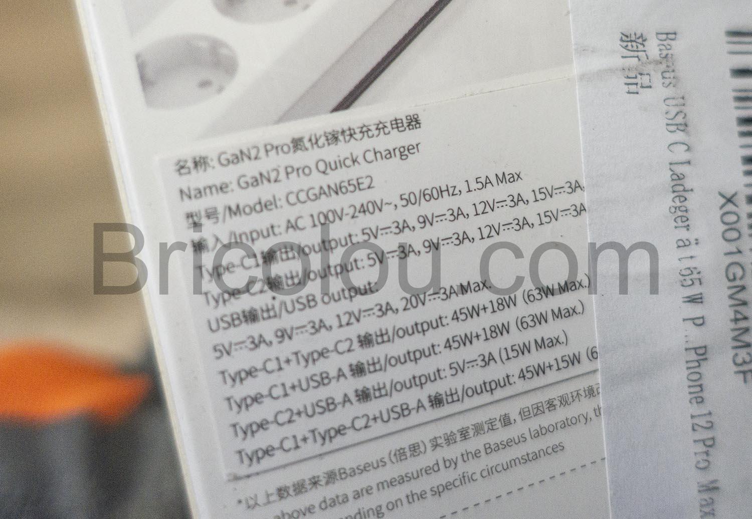 Baseus 65W GaN 2 pro Chargeur QC 4.0 USB C Mini PD Baseus 65W GaN 2 pro Chargeur QC 4.0 USB C Mini PD