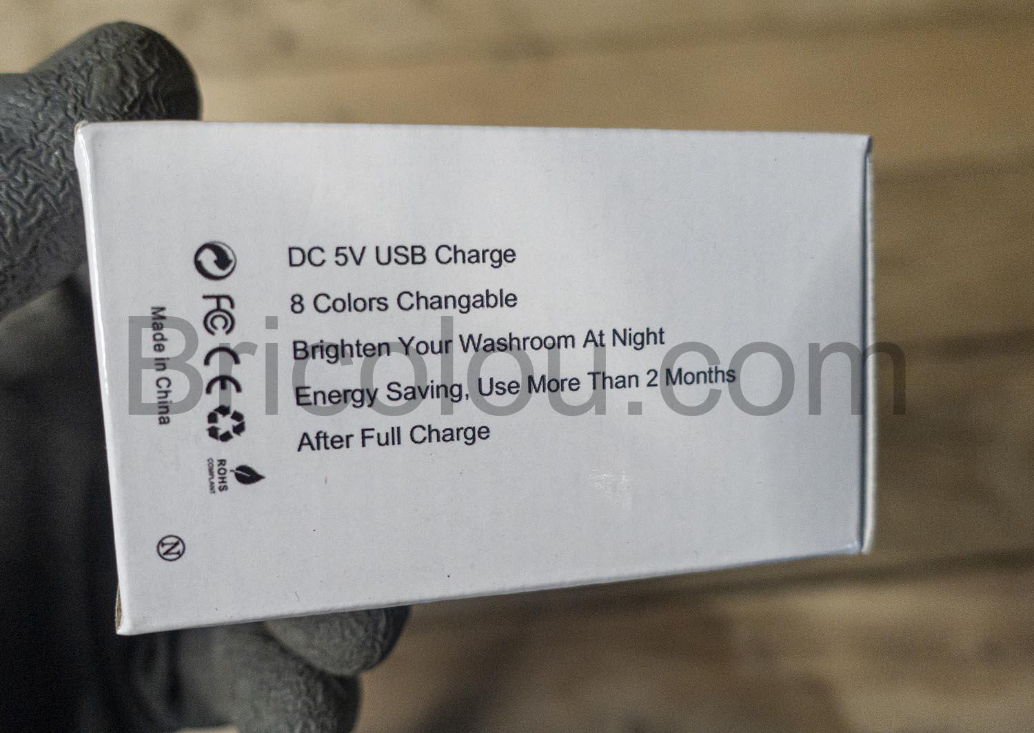 Lampe de toilette LED rechargeable USB 8 couleurs capteur de mouvement cuvette WC Lampe de toilette LED rechargeable USB 8 couleurs capteur de mouvement cuvette WC