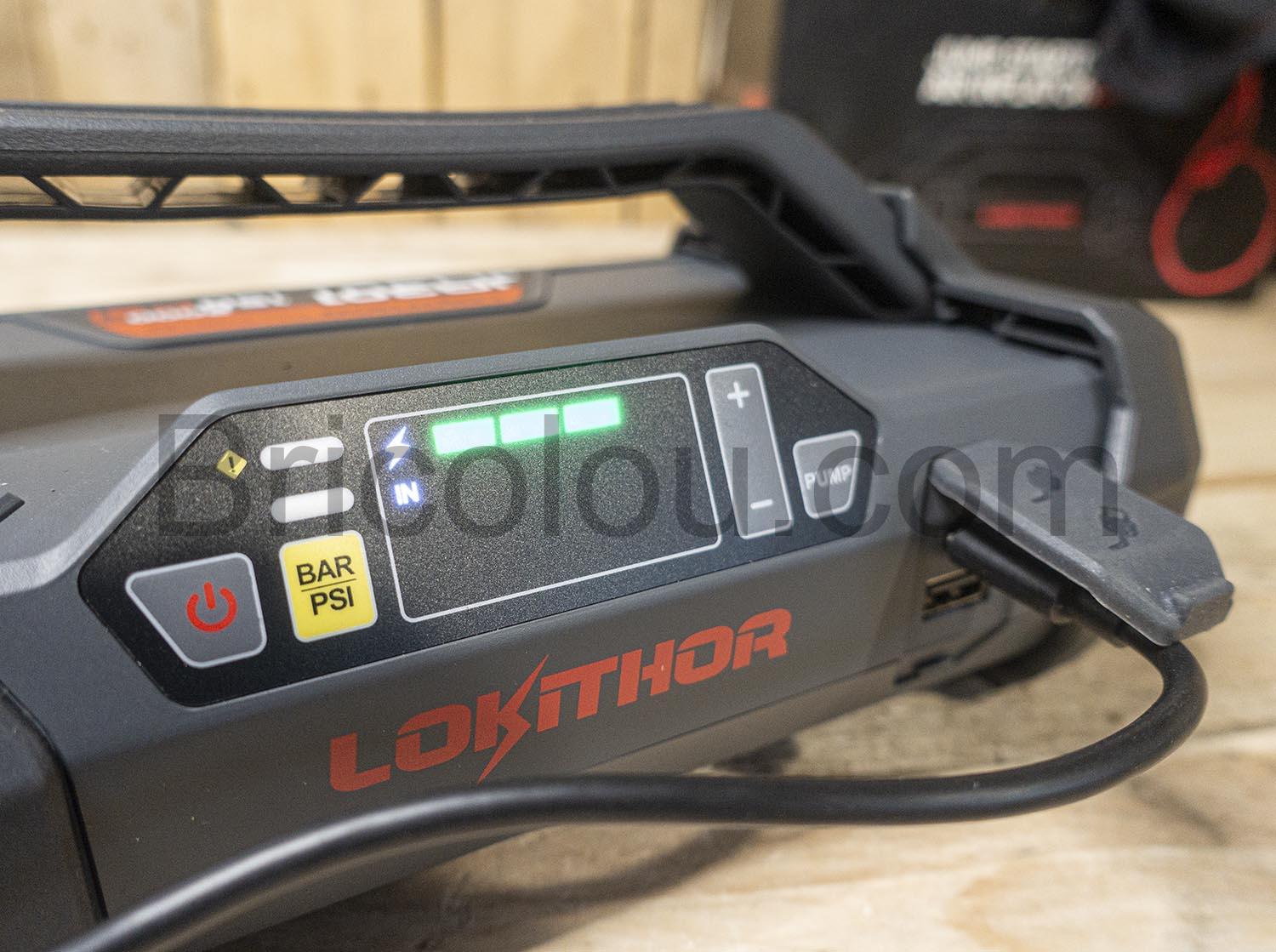 LOKITHOR Demarreur Booster Batterie Gonfleur Compresseurs air 12V Lampe LED LOKITHOR Démarreur Booster Batterie Gonfleur Compresseurs air 12V Lampe LED