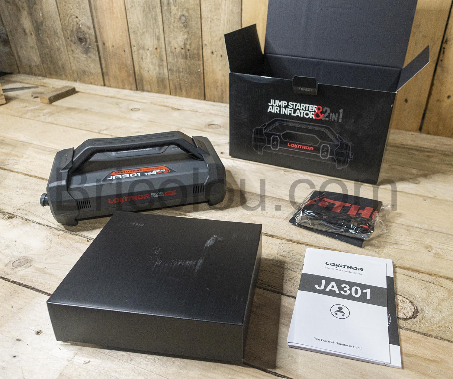 LOKITHOR Demarreur Booster Batterie Voiture Compresseur air 12V Lampe LED LOKITHOR Démarreur Booster Batterie Voiture Compresseur air 12V Lampe LED