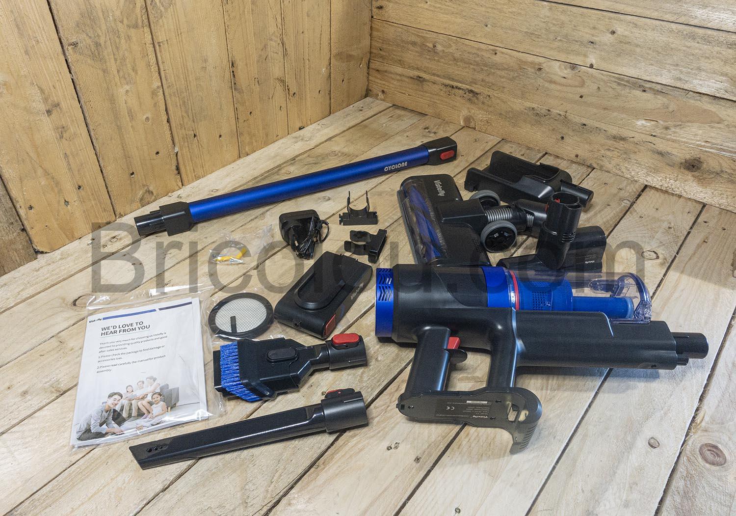 Vistefly Aspirateur Balai sans Fil Batterie Amovible Filtre HEPA Brosse Sol Poils Tapis Vistefly Aspirateur Balai sans Fil Batterie Amovible Filtre HEPA Brosse Sol Poils Tapis