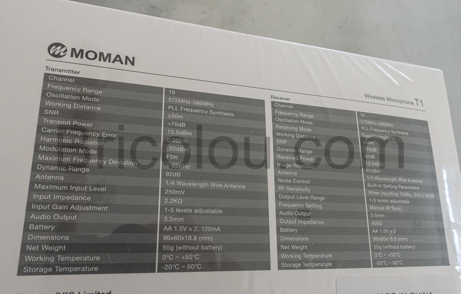 MOMAN Micro HF WMic T1 cravate sans Fil UHF Emetteur Recepteur 16 canaux Transmission 50m MOMAN Micro HF WMic T1 cravate sans Fil UHF Émetteur Récepteur 16 canaux Transmission 50m