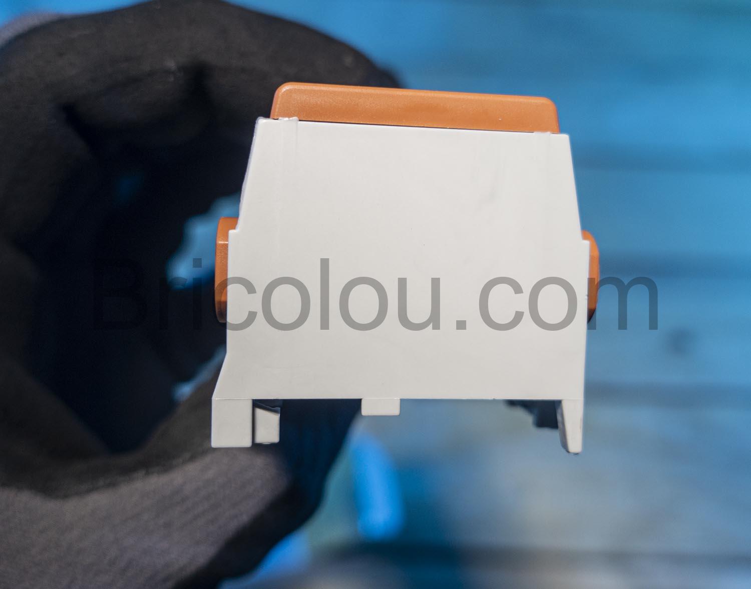 Borne derivation domino broches rail DIN 25mm Pollmann cote Borne dérivation domino broches rail DIN 25mm Pollmann coté