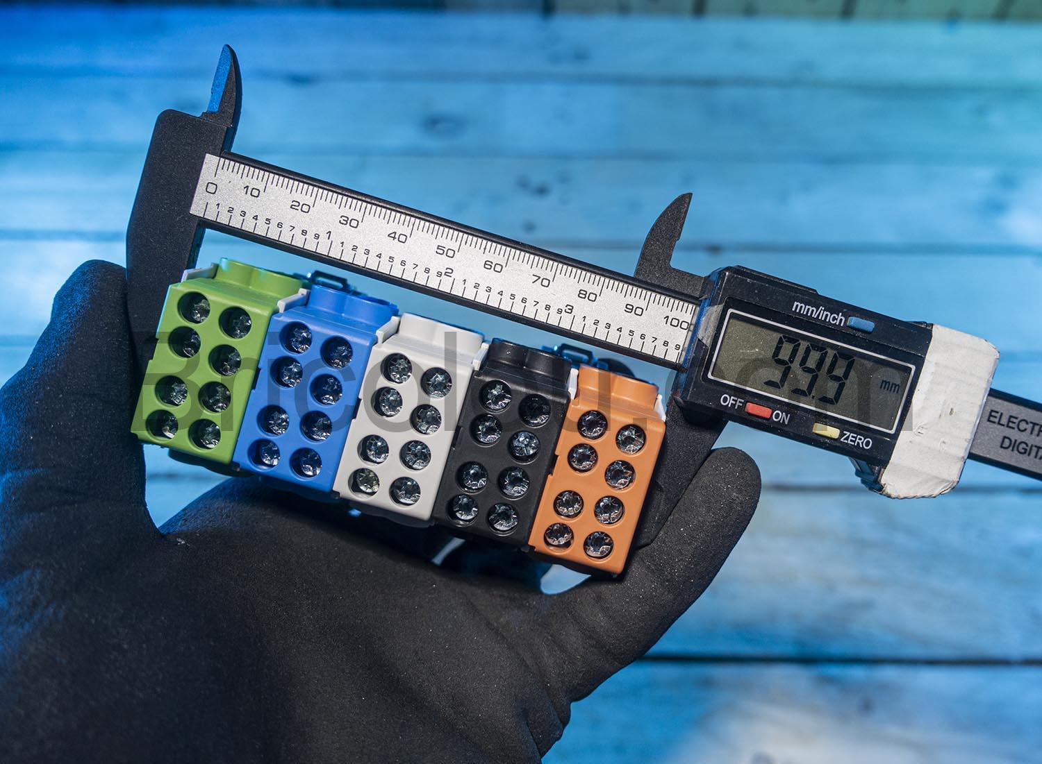 Borne derivation domino broches rail DIN 25mm Pollmann dimension Borne dérivation domino broches rail DIN 25mm Pollmann dimension