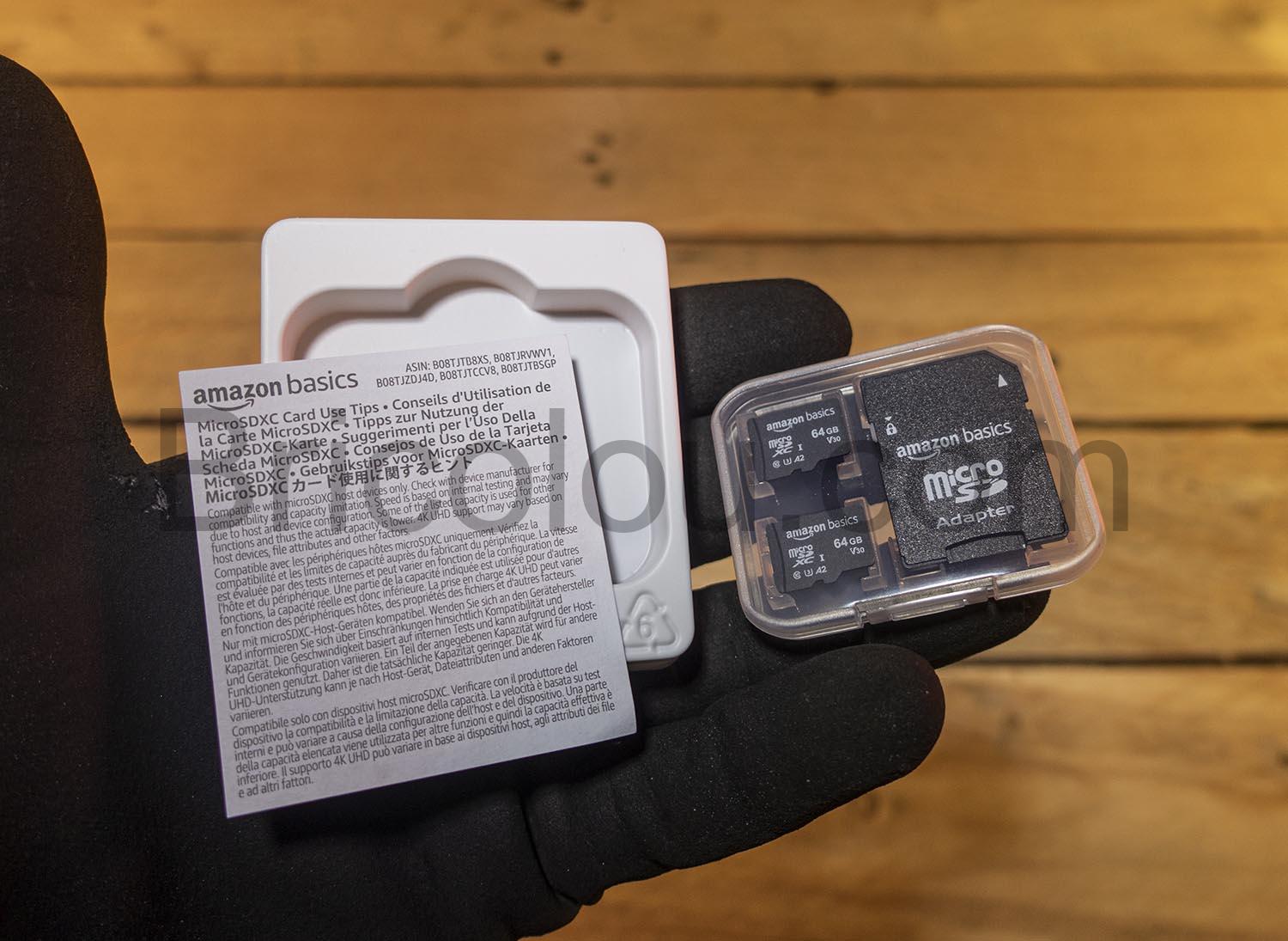 Carte MicroSD memoire adaptateur SD Amazon Basics 64 Go A2 U3 100 Mo emballage Carte MicroSD mémoire adaptateur SD Amazon Basics 64 Go A2 U3 100 Mo emballage
