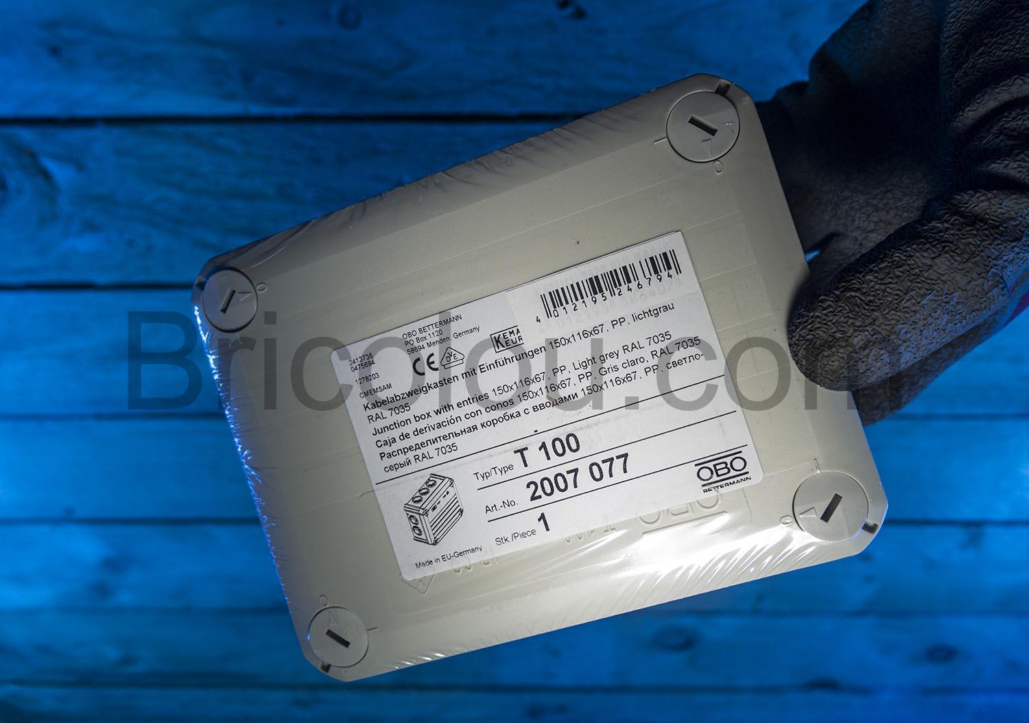 OBO T100 BETTERMANN Boite de derivation etanche IP66 etiquette OBO T100 BETTERMANN Boîte de dérivation étanche IP66 étiquette