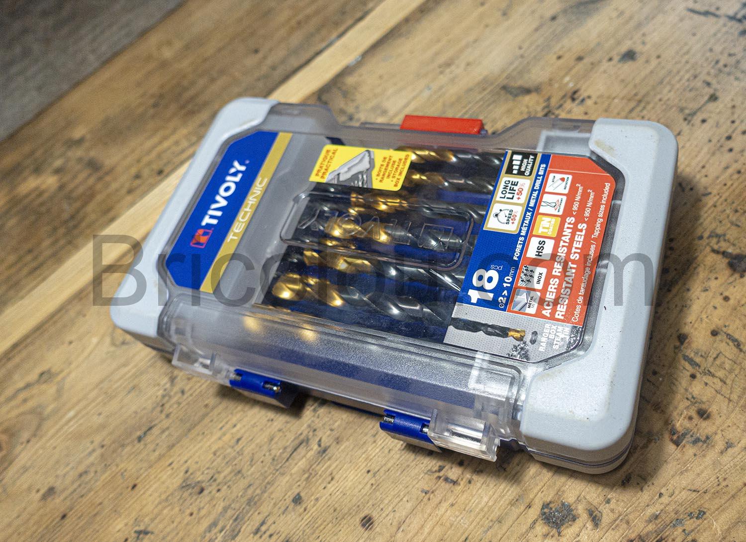 Coffret 19 forets metal HSS Tivoly titane boite Coffret 19 forets métal HSS Tivoly titane boite