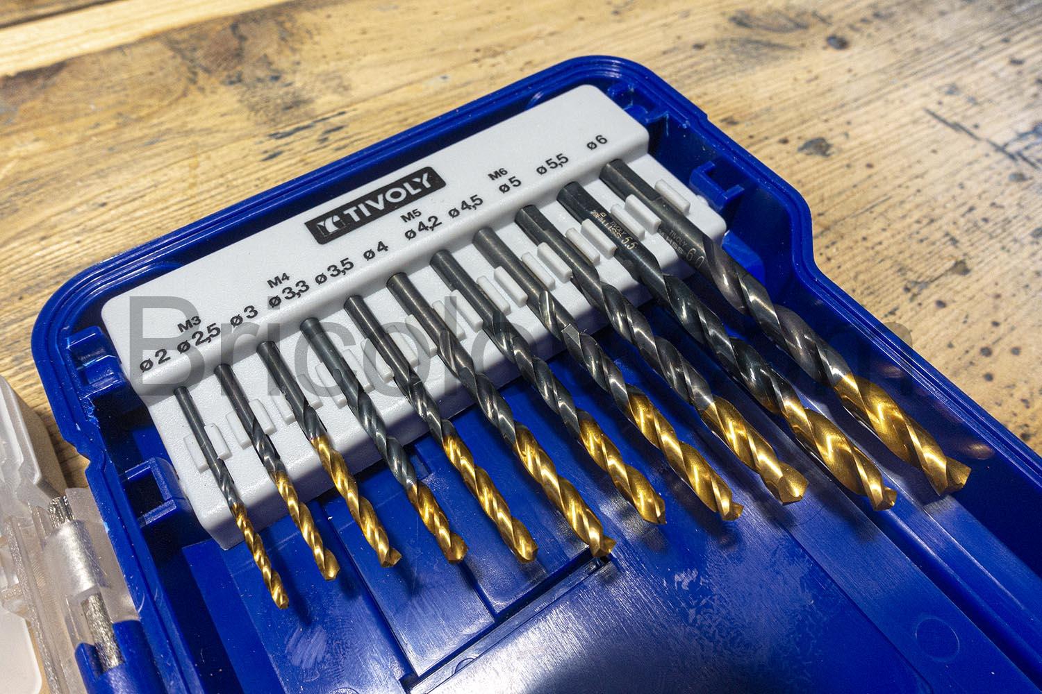 Coffret 19 forets metal HSS Tivoly titane rangement Coffret 19 forets métal HSS Tivoly titane rangement