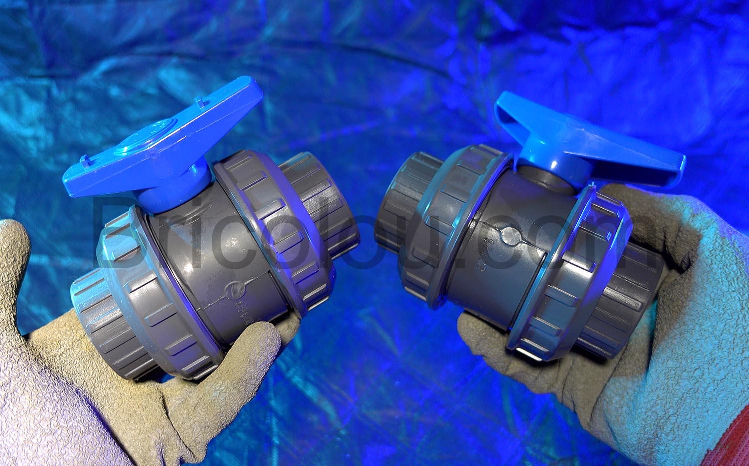 Vannes Interplast 40mm a coller double union demontable 4cm 40 mm PN16 PVC Vannes Interplast 40mm à coller double union démontable 4cm 40 mm PN16 PVC