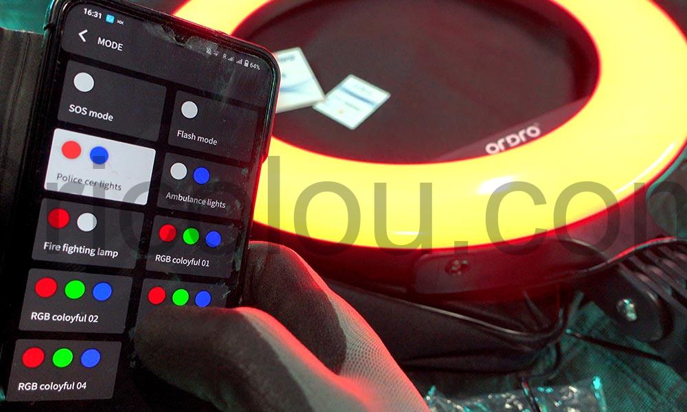 ORDRO Anneau Lumineux LED RVB 16 pouces 544LEDs 60W effet ORDRO Anneau Lumineux LED RVB 16 pouces 544LEDs 60W effet