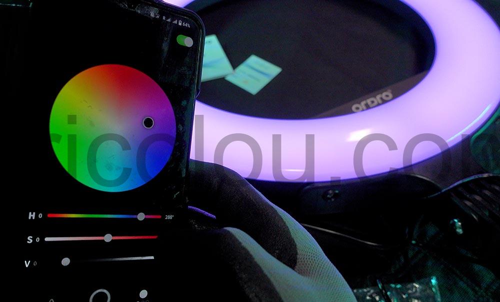 ORDRO Anneau Lumineux LED RVB 16 pouces 544LEDs 60W violet ORDRO Anneau Lumineux LED RVB 16 pouces 544LEDs 60W violet