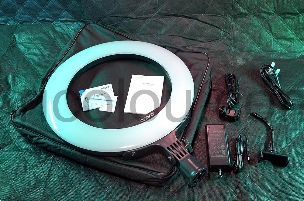 ORDRO Anneau Lumineux LED RVB 16 pouces 544LEDs 60W. contenu ORDRO Anneau Lumineux LED RVB 16 pouces 544LEDs 60W. contenu