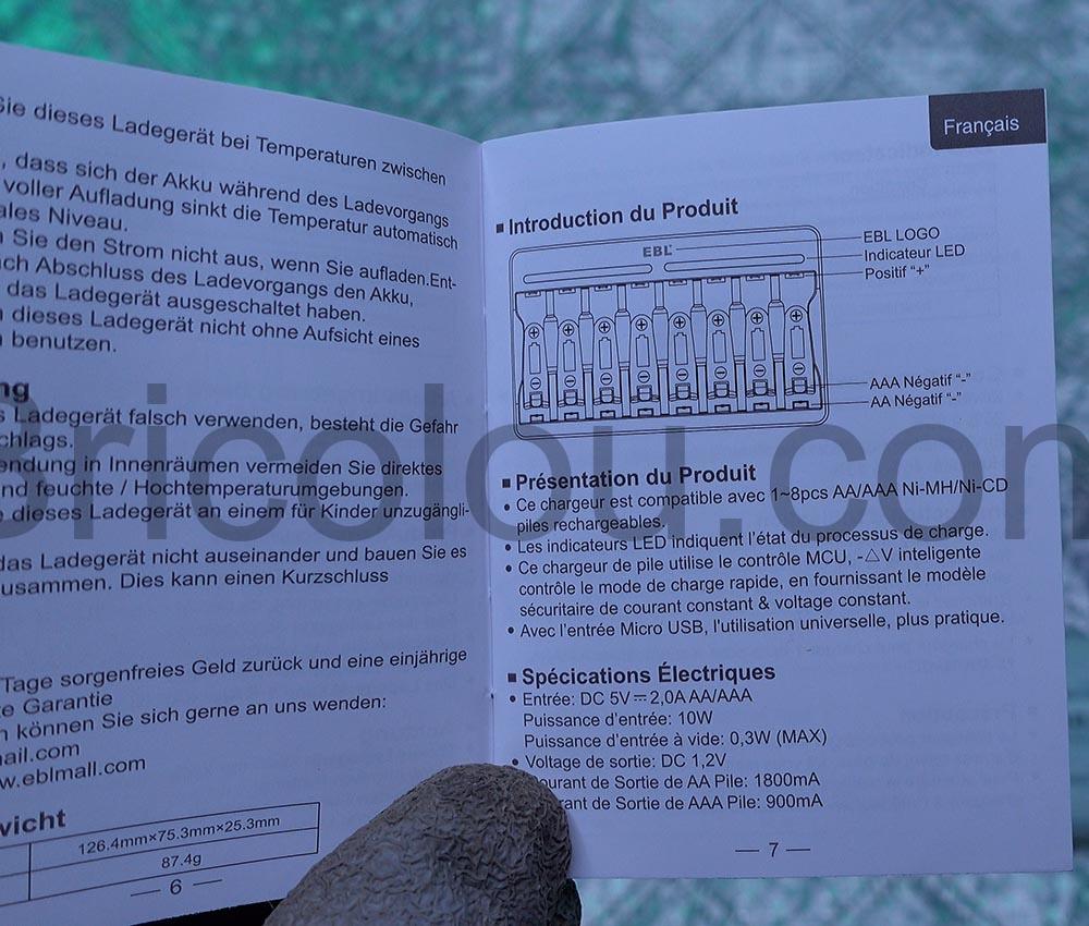 EBL Piles Rechargeables AA 2800mAh Ni MH Chargeur Rapide Individuel 9010 USB documentation EBL Piles Rechargeables AA 2800mAh Ni-MH Chargeur Rapide Individuel 9010 USB documentation