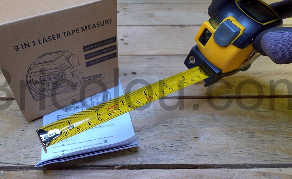 HOLULO Metre Laser Numerique Telemetre Ruban LCD jaune HOLULO Mètre Laser Numérique Télémètre Ruban LCD jaune