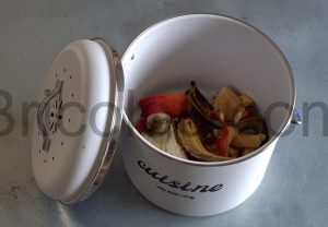 Poubelle Compost Cuisine Bac 3L Acier Inoxydable chromé filtres Charbon My little Lily épluchures