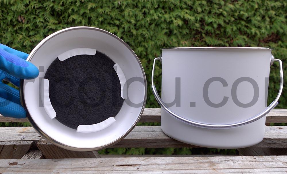 Bac à compost 3L - Bac à compost de cuisine en acier inoxydable -  Composteur de cuisine pour déchets alimentaires - Filet de charbon