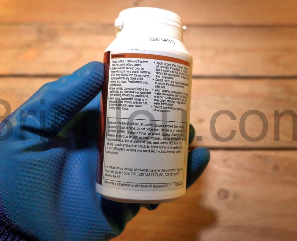 Hammerite Kurust anti rouille convertisseur instruction Hammerite Kurust anti-rouille convertisseur instruction