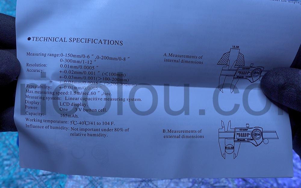 Pied a coulisse 200mm inox numerique vernier Kynup specifications Pied à coulisse 200mm inox numérique vernier Kynup specifications