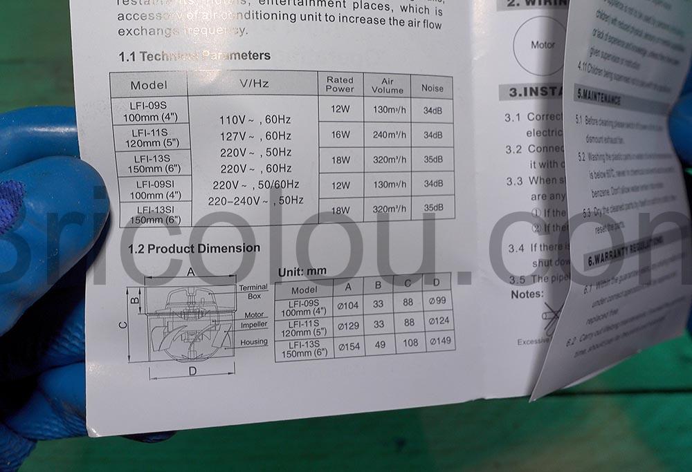WingFly 100 mm Extracteur Ventilateur Air Ventilateur LFI 09SI documentation WingFly 100 mm Extracteur Ventilateur Air Ventilateur LFI-09SI documentation