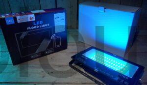 Projecteur Couleur LED RGB HEKEE 80W Bluetooth étanche bleu