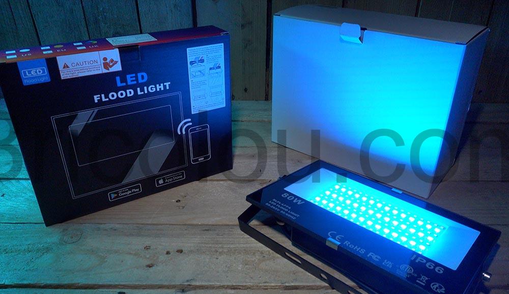 Projecteur Couleur LED RGB HEKEE 80W Bluetooth etanche bleu Projecteur Couleur LED RGB HEKEE 80W Bluetooth étanche bleu