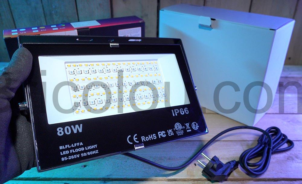 Projecteur Couleur LED RGB HEKEE 80W Bluetooth etanche devant Projecteur Couleur LED RGB HEKEE 80W Bluetooth étanche devant