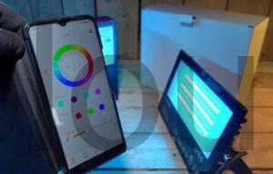 Projecteur Couleur Wash Flood LED RGB HEKEE 80W Bluetooth etanche application Projecteur Couleur Wash Flood LED RGB HEKEE 80W Bluetooth étanche application