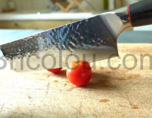 oFuun Couteau Cuisine Japonais Acier Damas large tomate