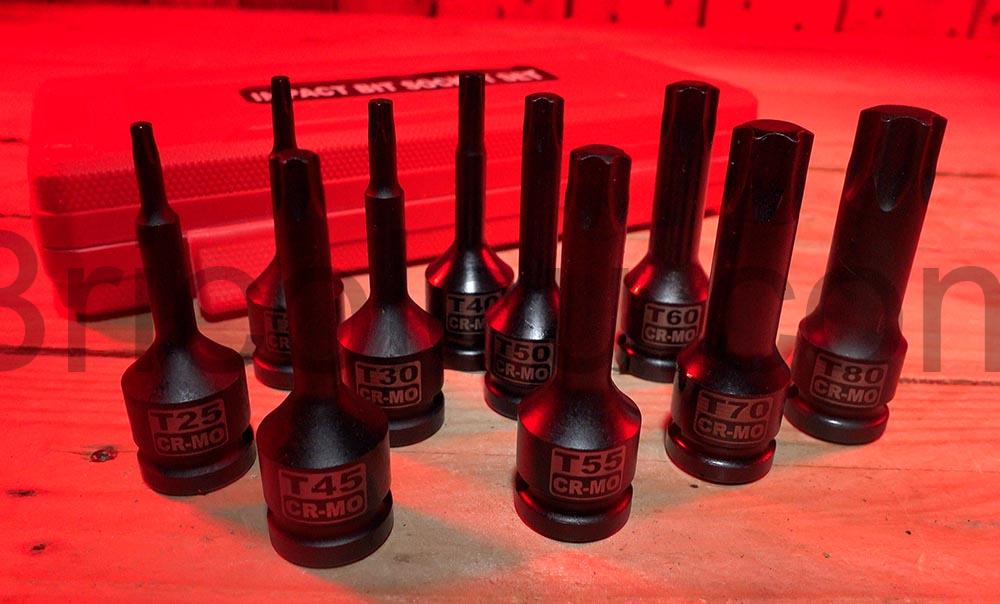 Jeu de Douilles Longues A Chocs Torx 1 2 T25 T80 KIRXST Coffret demontage Jeu de Douilles Longues À Chocs Torx 1 2'' T25-T80 KIRXST Coffret démontage