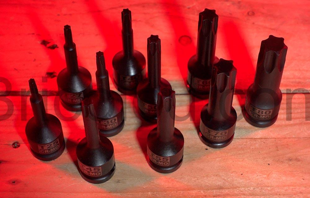 Jeu de Douilles Longues A Chocs Torx 1 2 T25 T80 KIRXST Coffret noire Jeu de Douilles Longues À Chocs Torx 1 2'' T25-T80 KIRXST Coffret noire