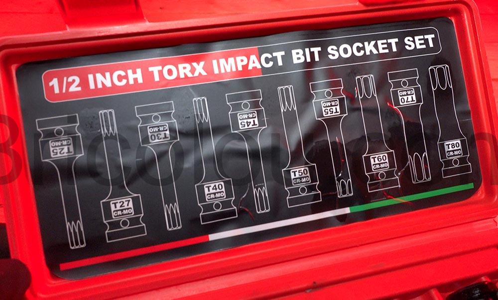 Jeu de Douilles Longues A Chocs Torx 1 2 T25 T80 KIRXST Coffret rangement Jeu de Douilles Longues À Chocs Torx 1 2'' T25-T80 KIRXST Coffret rangement