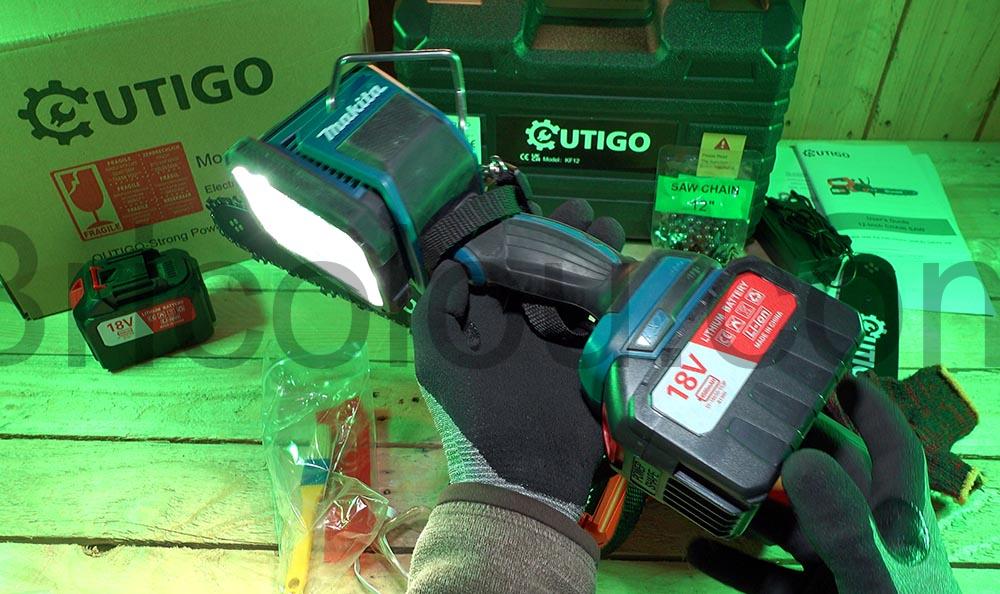 OUTIGO Tronconneuse electrique batterie sans fil KF12 lampe OUTIGO Tronçonneuse électrique batterie sans fil KF12 lampe