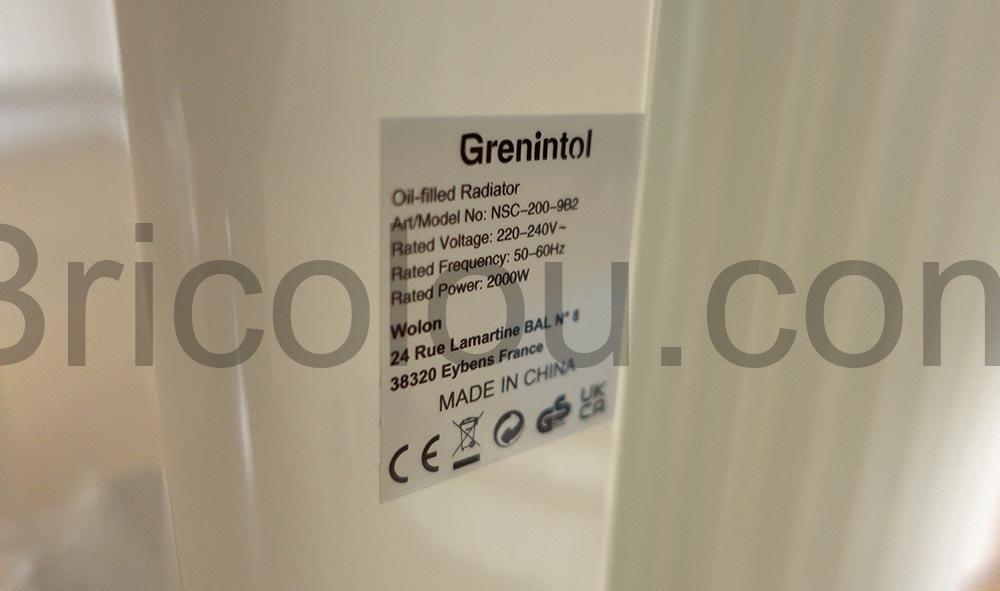Grenintol Radiateur bain dhuile 2000W electrique Portable NSC 200 982 Grenintol Radiateur bain d'huile 2000W électrique Portable NSC-200-982