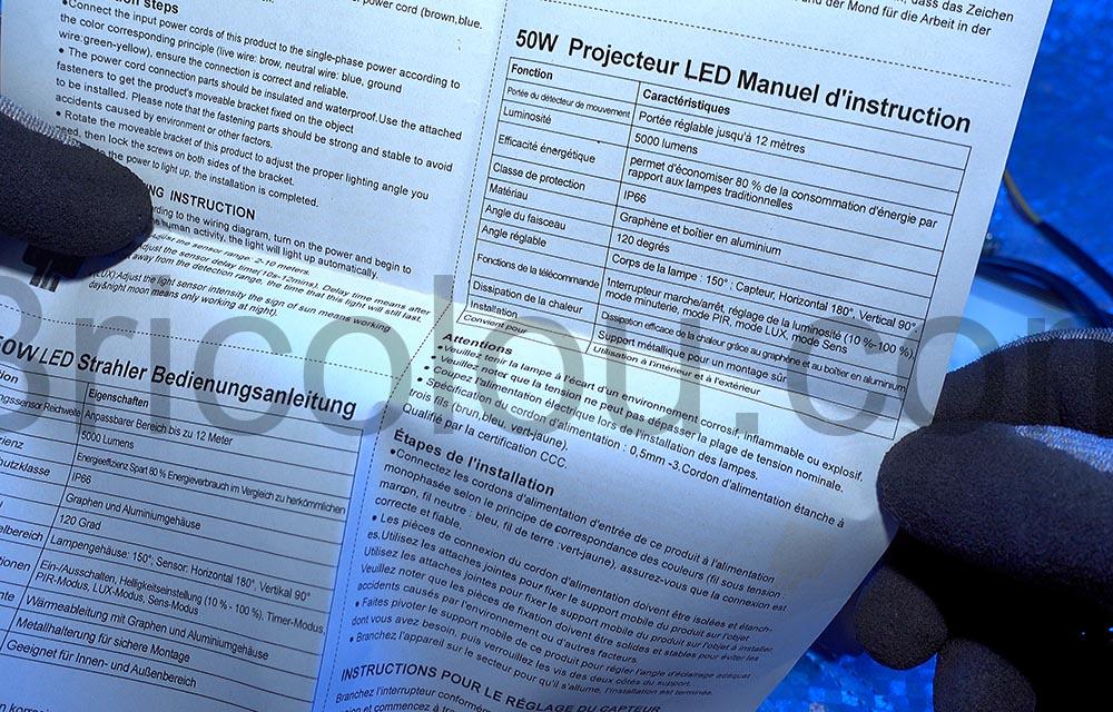 Projecteur LED detection mouvement exterieur 50 W Projecteur LED détection mouvement extérieur 50 W