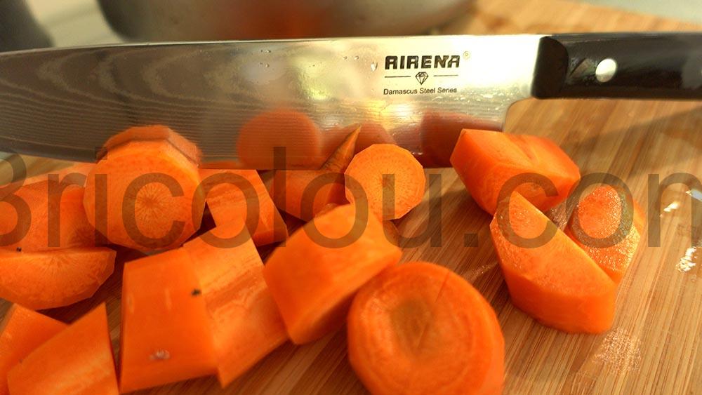 AIRENA Couteau Cuisine Professionnel Lame tranchante en acier Damas carrotes AIRENA Couteau Cuisine Professionnel Lame tranchante en acier Damas carrotes