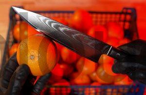 AIRENA Couteau Cuisine Professionnel Lame tranchante en acier Damas orange AIRENA Couteau Cuisine Professionnel Lame tranchante en acier Damas orange