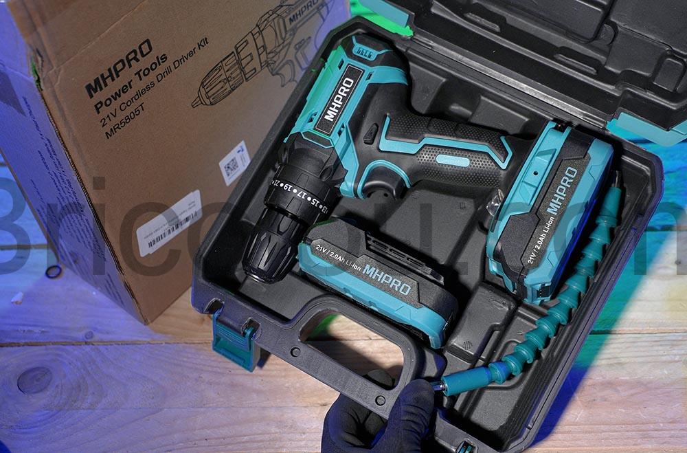 MHPRO MR5805T Perceuse Visseuse Devisseuse Sans Fil 21V batterie coffret rangement MHPRO MR5805T Perceuse Visseuse Devisseuse Sans Fil 21V batterie coffret rangement