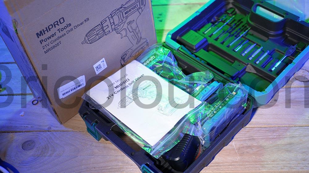 MHPRO MR5805T Perceuse Visseuse Devisseuse Sans Fil 21V batterie coffret MHPRO MR5805T Perceuse Visseuse Devisseuse Sans Fil 21V batterie coffret