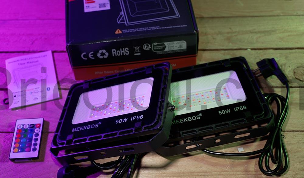 MEEKBOS Projecteur LED RGB 50W Couleur Exterieur IP66 Etanche double MEEKBOS Projecteur LED RGB 50W Couleur Extérieur IP66 Étanche double