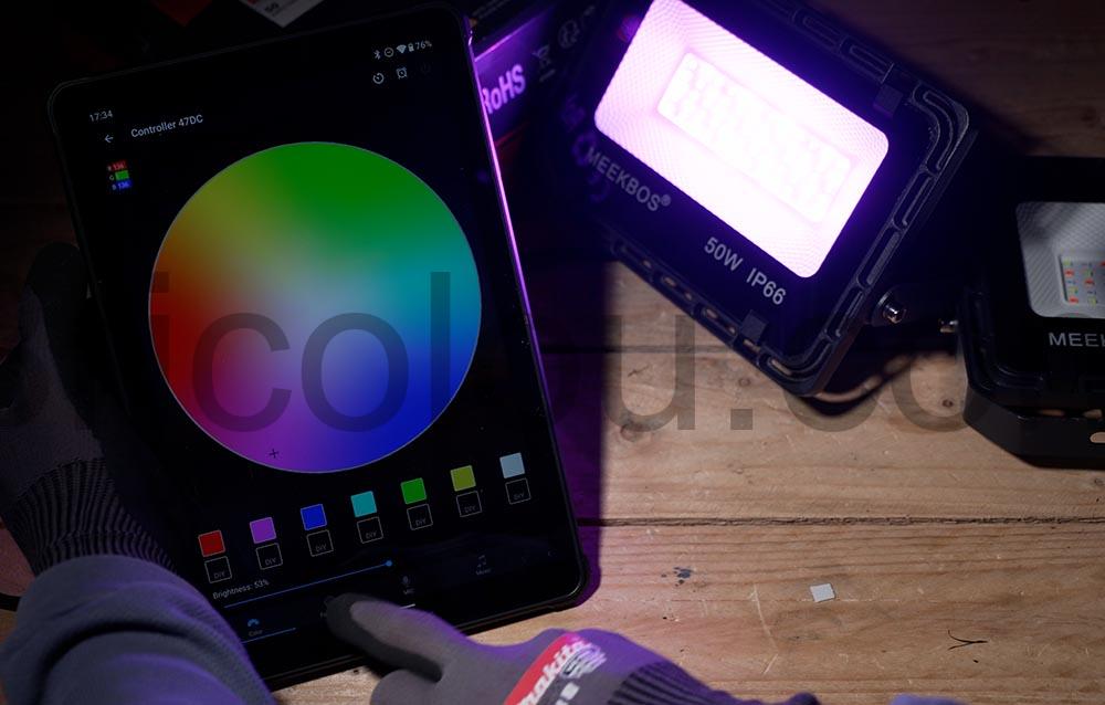 MEEKBOS Projecteur LED RGB 50W Couleur Exterieur IP66 Etanche violet MEEKBOS Projecteur LED RGB 50W Couleur Extérieur IP66 Étanche violet