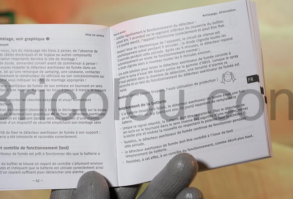 Abus Detecteur de fumee RWM90 Batterie remplacable DIN EN14604 francais Abus Détecteur de fumée RWM90 Batterie remplaçable DIN EN14604 français