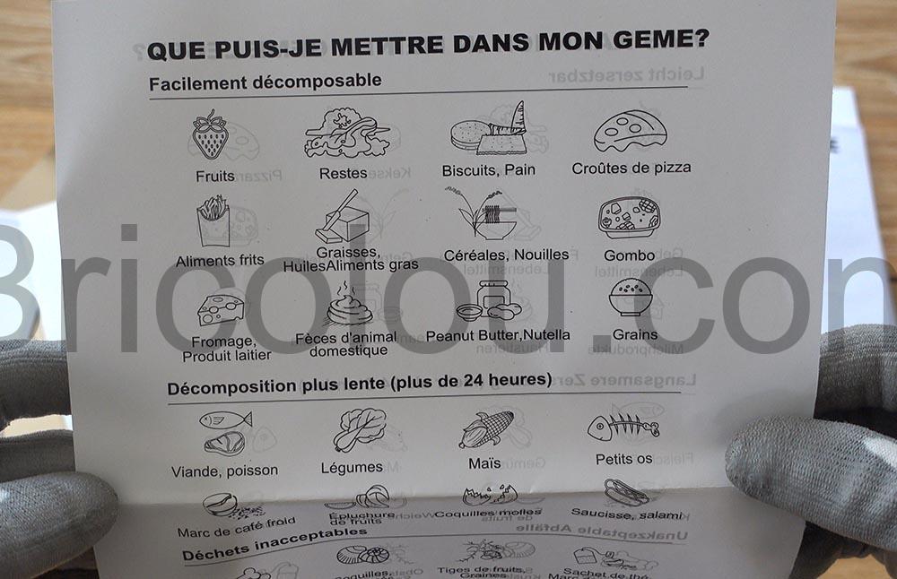 GEME Composteur Electrique dechets 19L Biotechnologie indication GEME Composteur Électrique déchets 19L Biotechnologie indication
