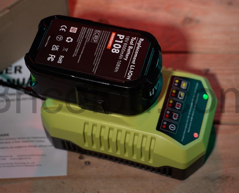 Batterie compatible Ryobi ONE Plus 18V 6.0Ah 6000mAh Lithium P108 chargement RRY06C Batterie compatible Ryobi ONE Plus 18V 6.0Ah 6000mAh Lithium P108 chargement RRY06C