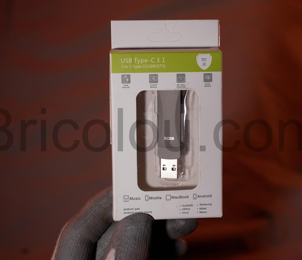 Cle USB C OTG Aluminium 512GO LZKNZT Metal qui marche boite Clé USB C OTG Aluminium 512GO LZKNZT Métal qui marche boite