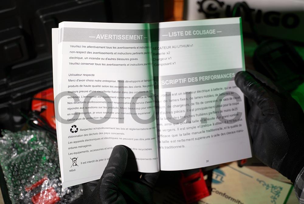 OUTIGO Secateur Electrique Sans fil YL 42 documentation OUTIGO Sécateur Électrique Sans fil YL-42 documentation