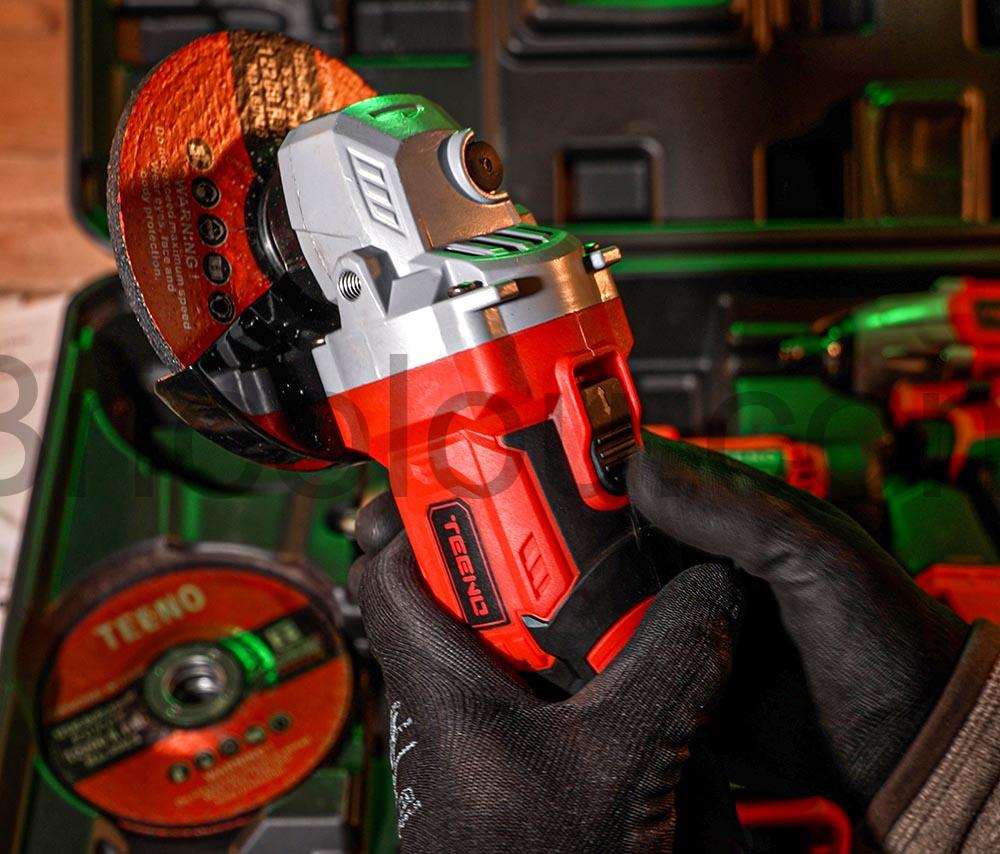 TEENO kit outillage electroportatif sans fil Perceuse meuleuse cle a choc bouton TEENO kit outillage electroportatif sans fil Perceuse + meuleuse + clé à choc bouton