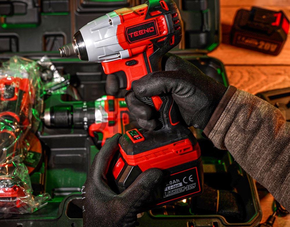 TEENO kit outillage electroportatif sans fil Perceuse meuleuse cle a choc TEENO kit outillage electroportatif sans fil Perceuse + meuleuse + clé à choc