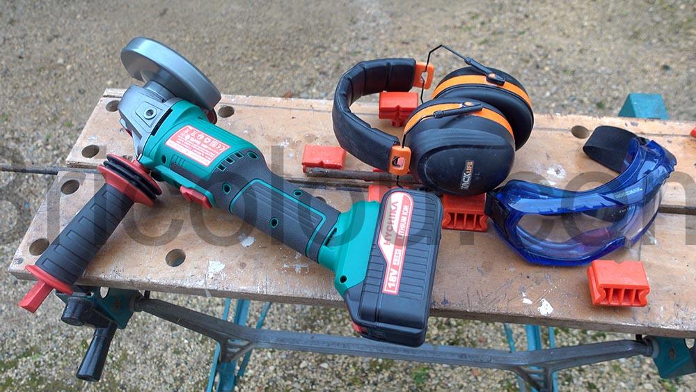 Hychika Meuleuse dangle Disqueuse 115mm sans fil CAG 20 180K securite Hychika Meuleuse d'angle Disqueuse 115mm sans fil CAG 20 180K sécurité