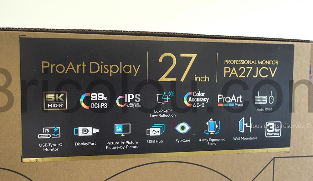 01 Le boite Asus Ecran 5K Asus ProArt Display PA27JCV autocollant 01 Le boite Asus Ecran 5K Asus ProArt Display PA27JCV autocollant